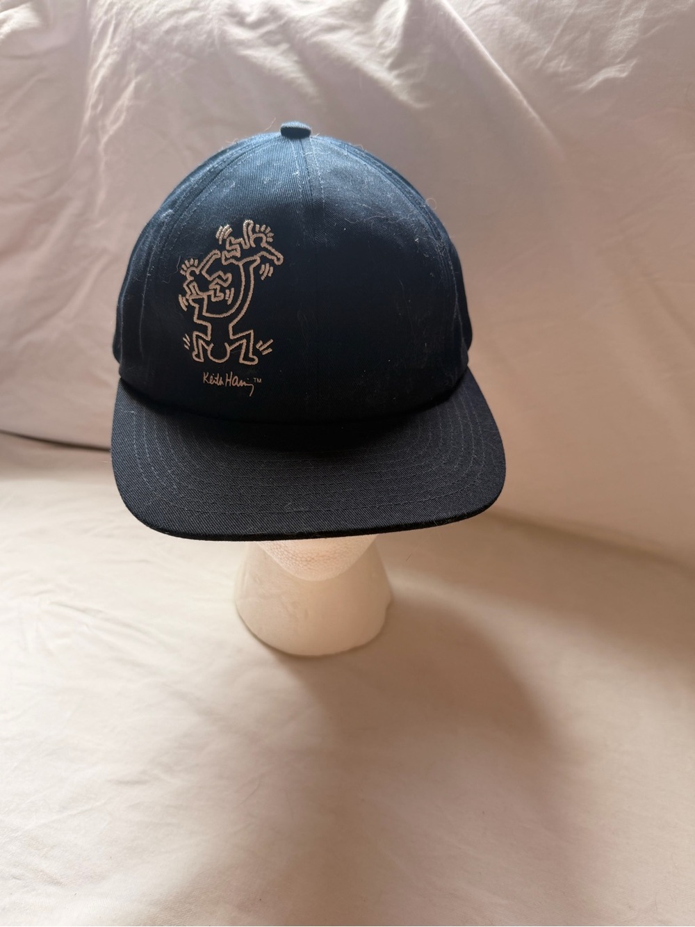 H&M x Keith Haring Black Baseball Cap with Pink Liner